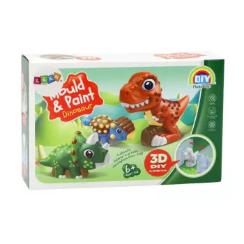 LEAN TOYS kreatywny zestaw artystyczny dinozaury 3D gips farby - odlej i pomaluj 6 figurek dinozaurów, 6 foremek, 6 farb, narzędzia, od 5 lat