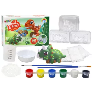 LEAN TOYS kreatywny zestaw artystyczny dinozaury 3D gips farby - odlej i pomaluj 6 figurek dinozaurów, 6 foremek, 6 farb, narzędzia, od 5 lat