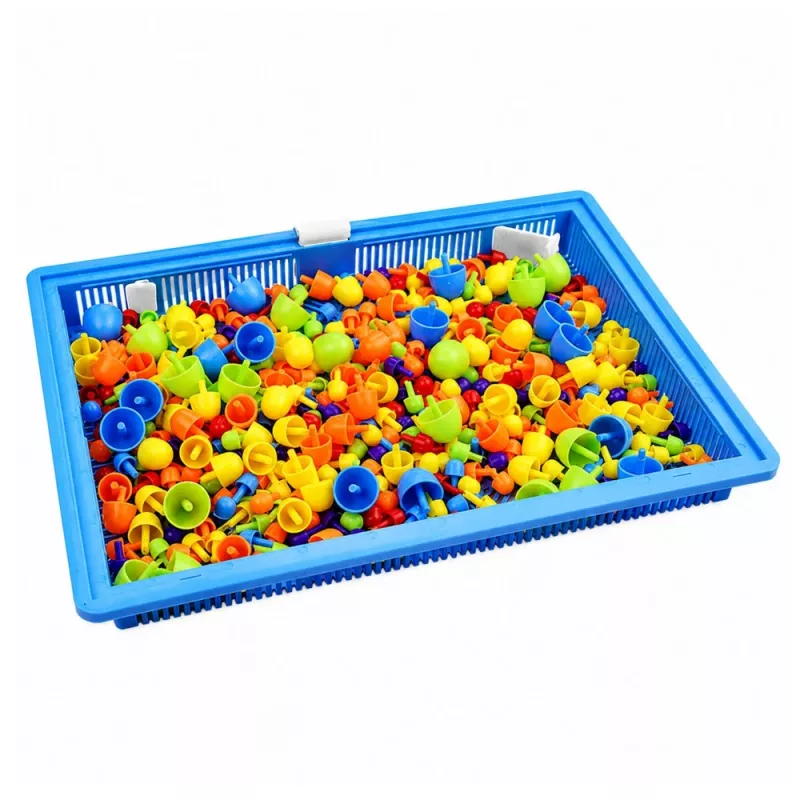 LEAN TOYS Kreatywny zestaw mozaiki z guzików Puzzle Grzybki Szpilki Walizka 300 szt.