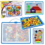 LEAN TOYS Kreatywny zestaw mozaiki z guzików Puzzle Grzybki Szpilki Walizka 300 szt.
