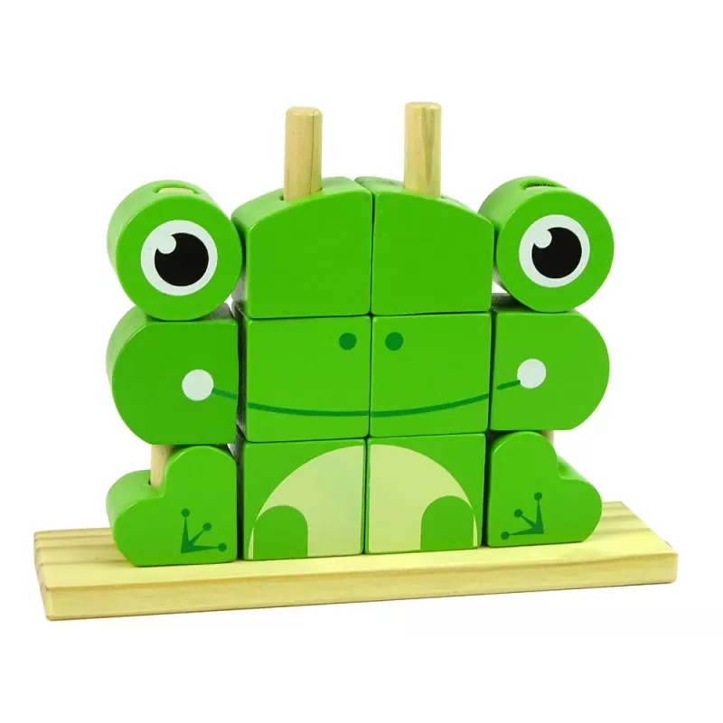 LEAN TOYS Creative Spatial Wooden Bricks 3D Frog Puzzle