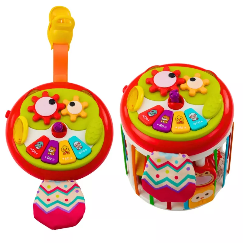 Kostka sensoryczna LEAN TOYS Cylinder, interaktywny sorter kształtów ze światłami i dźwiękami - wielokolorowy (22659)