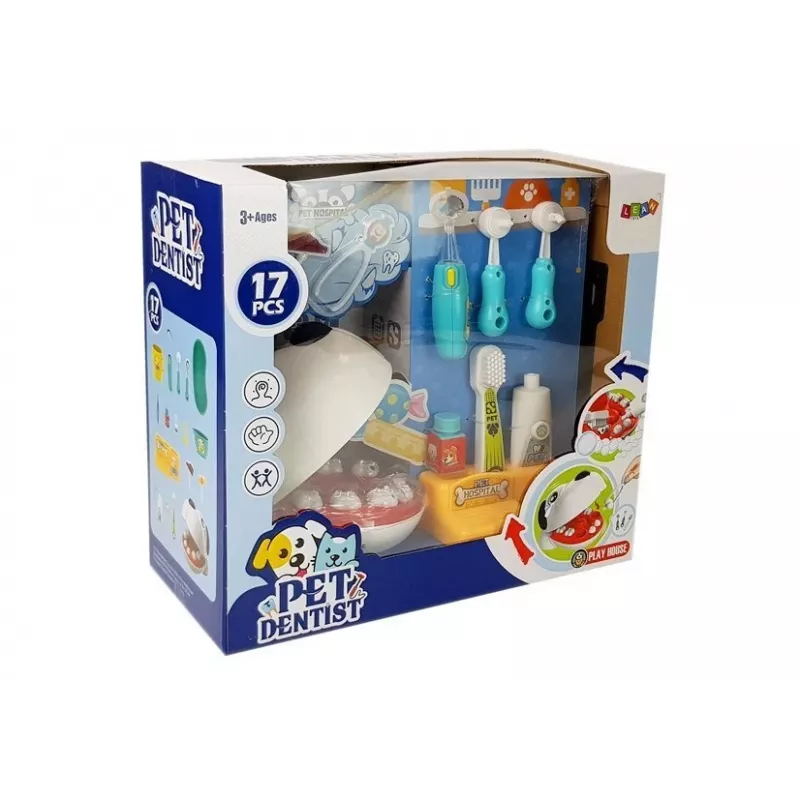 LEAN TOYS Zestaw dentystyczny dla psa. Szczoteczka do zębów. Wyciśnięta pasta do zębów.