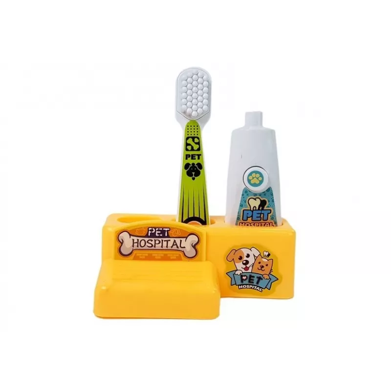 LEAN TOYS Zestaw dentystyczny dla psa. Szczoteczka do zębów. Wyciśnięta pasta do zębów.