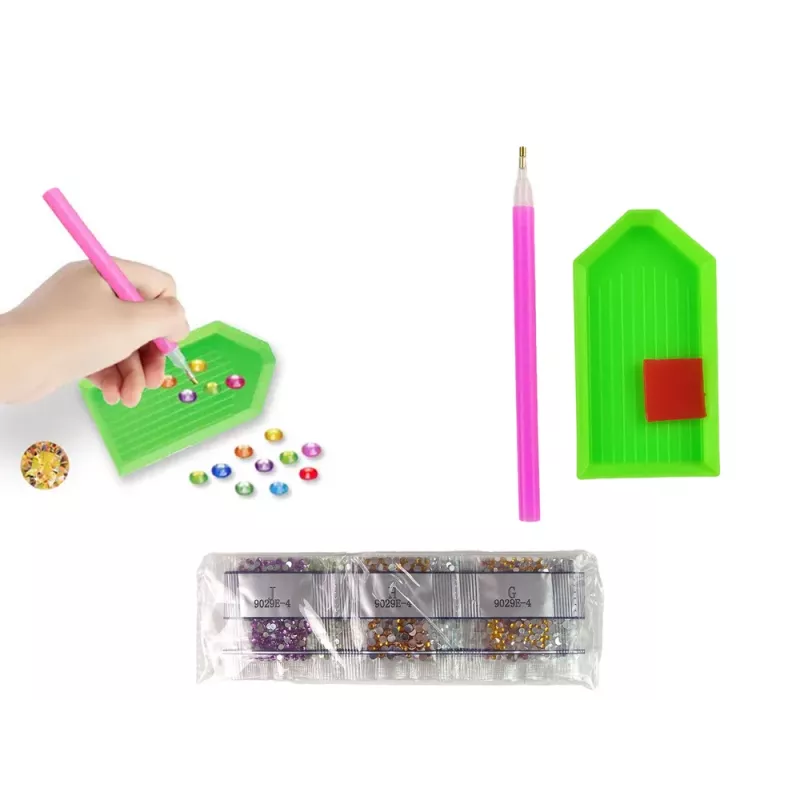 LEAN TOYS Zestaw Naklejek z Diamentowym Haftem Zwierzęta Ogród Tęcza Mozaika