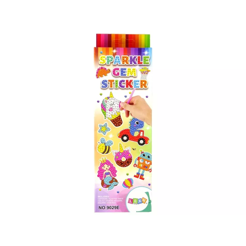 LEAN TOYS Zestaw Naklejek z Diamentowym Haftem Dinozaury Mozaika