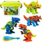 LEAN TOYS Zestaw do skręcania klocków konstrukcyjnych Dinozaury ze śrubokrętem 4 w 1