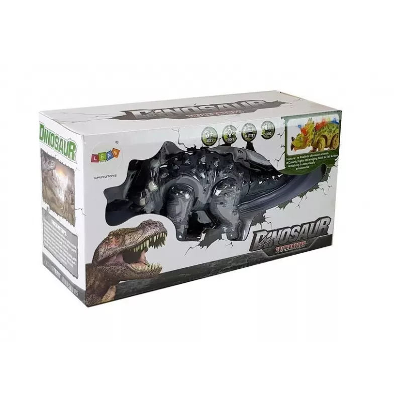 LEAN TOYS Dinozaur na baterię Triceratops Szary