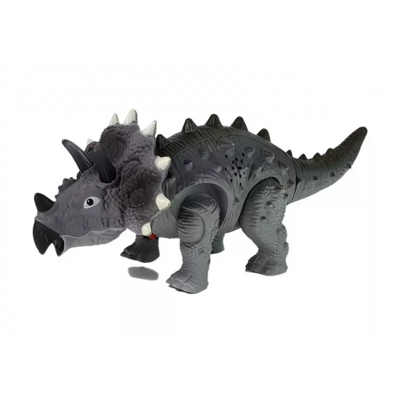 LEAN TOYS Dinozaur na baterię Triceratops Szary