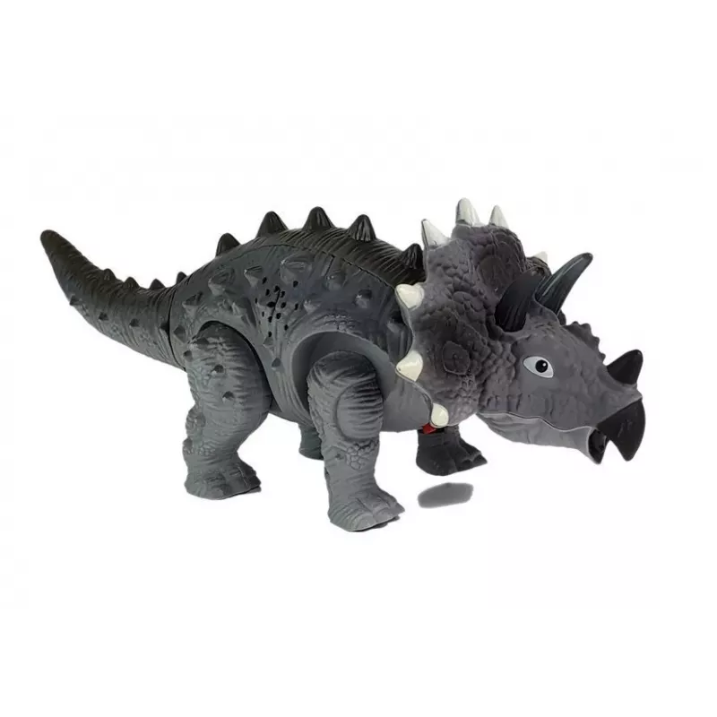 LEAN TOYS Dinozaur na baterię Triceratops Szary
