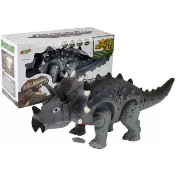 LEAN TOYS Dinozaur na baterię Triceratops Szary