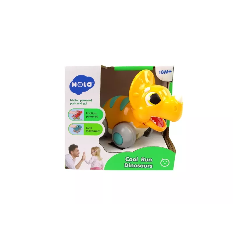 LEAN TOYS Dinozaur na Kółkach Żółty Triceratops Figurka