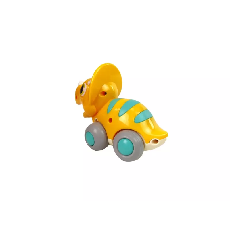 LEAN TOYS Dinozaur na Kółkach Żółty Triceratops Figurka
