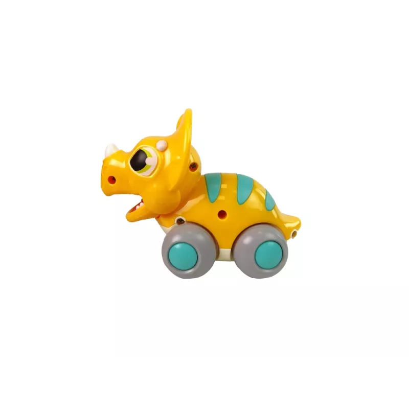 LEAN TOYS Dinozaur na Kółkach Żółty Triceratops Figurka