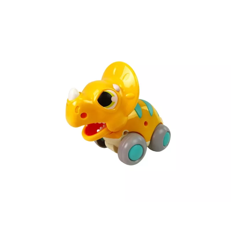 LEAN TOYS Dinozaur na Kółkach Żółty Triceratops Figurka