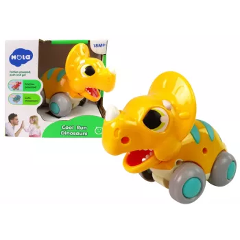 LEAN TOYS Dinozaur na Kółkach Żółty Triceratops Figurka