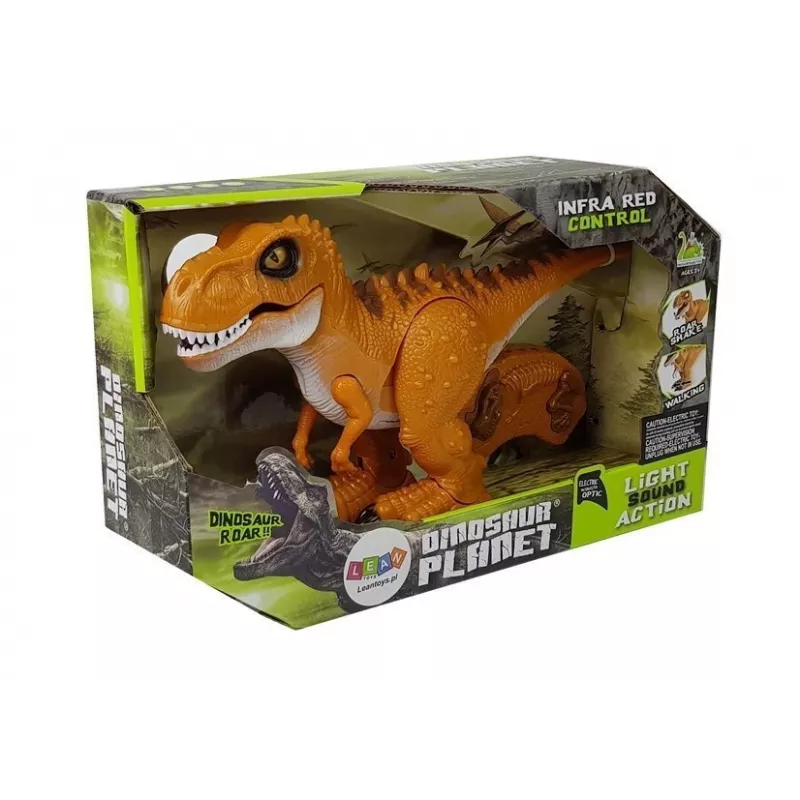 LEAN TOYS Dinozaur Zdalnie Sterowany R/C Brąz Dźwięk Światło