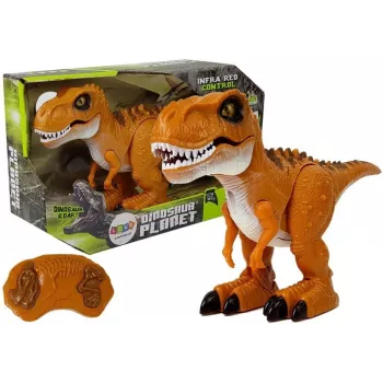 LEAN TOYS Dinozaur Zdalnie Sterowany R/C Brąz Dźwięk Światło