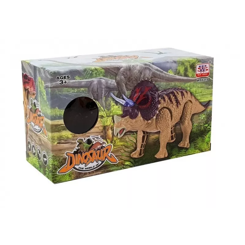 LEAN TOYS Dinozaur Triceratops na baterie Żółty