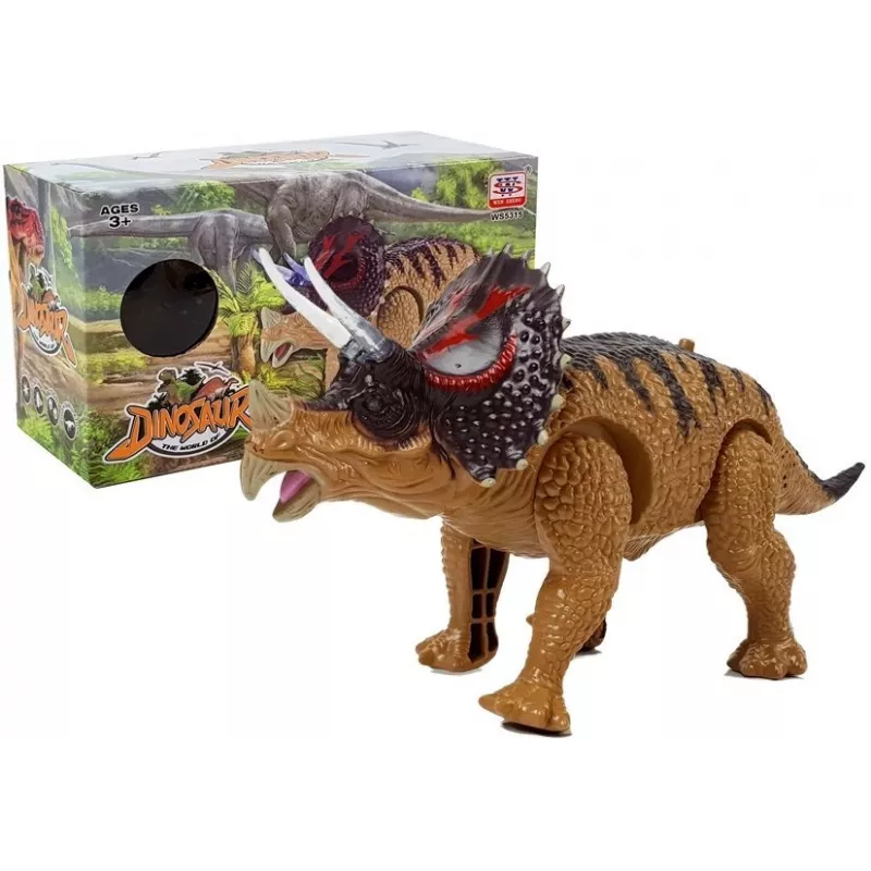 LEAN TOYS Dinozaur Triceratops na baterie Żółty