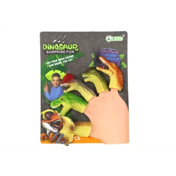LEAN TOYS Gumowe sensoryczne pacynki na palce - Dinozaury