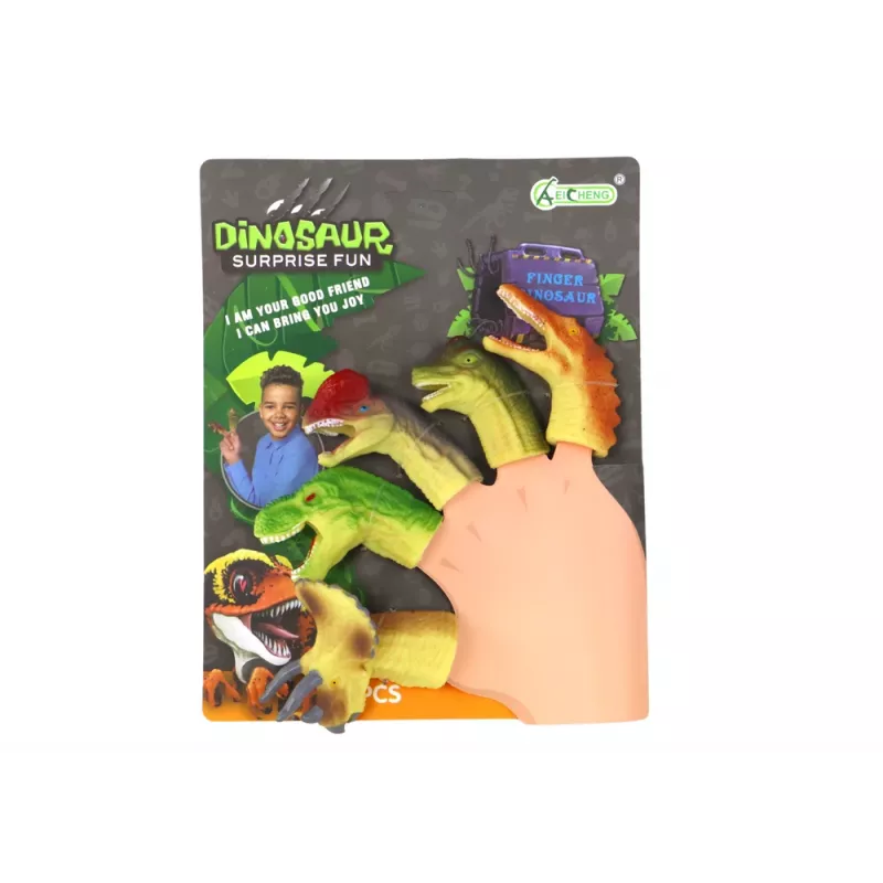LEAN TOYS Gumowe sensoryczne pacynki na palce - Dinozaury