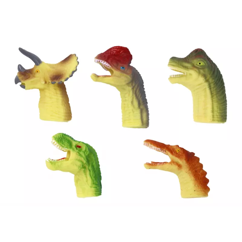 LEAN TOYS Gumowe sensoryczne pacynki na palce - Dinozaury