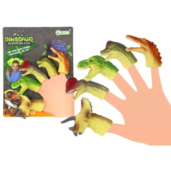 LEAN TOYS Gumowe sensoryczne pacynki na palce - Dinozaury