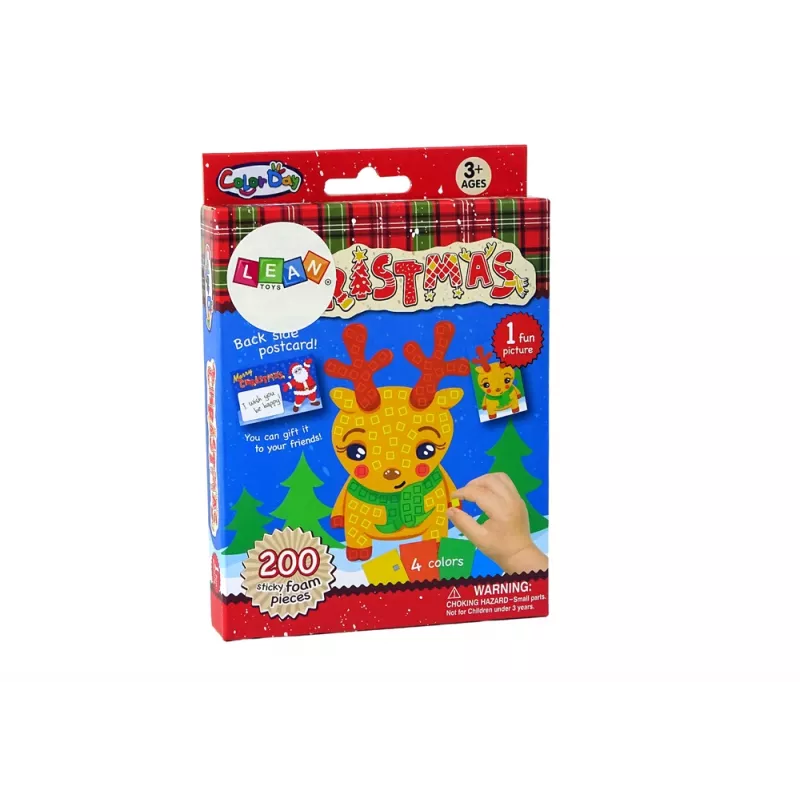 LEAN TOYS DIY Kolorowy Mozaikowy Zestaw do Składania Renifera Bożonarodzeniowego