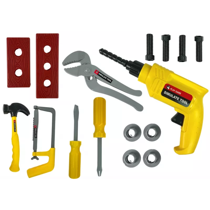 LEAN TOYS DIY Zestaw Wiertarka Młotek Śrubokręt