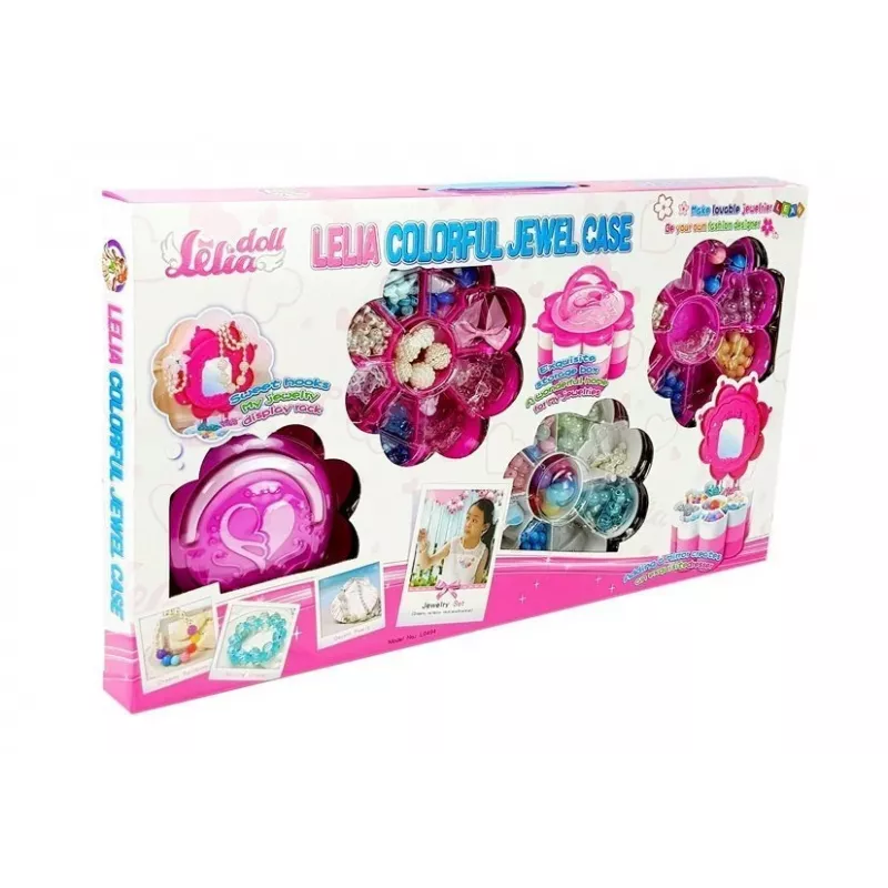 LEAN TOYS DIY Zestaw Koralików do Biżuterii Składane Pudełko z Lustrem
