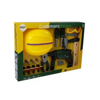 LEAN TOYS DIY Zestaw Wiertarka Akumulatorowa Okulary i Kask