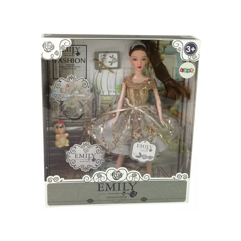 Lalka LEAN TOYS dla dzieci Emily z psem z długimi włosami
