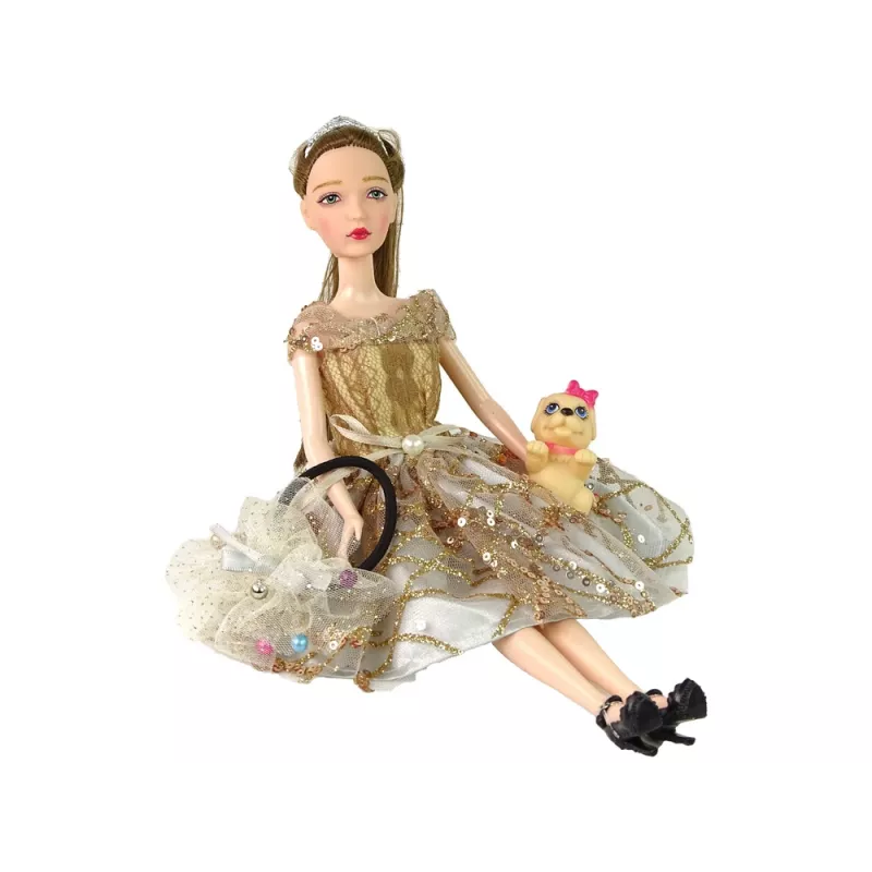 Lalka LEAN TOYS dla dzieci Emily z psem z długimi włosami