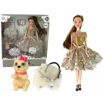 Lalka LEAN TOYS dla dzieci Emily z psem z długimi włosami