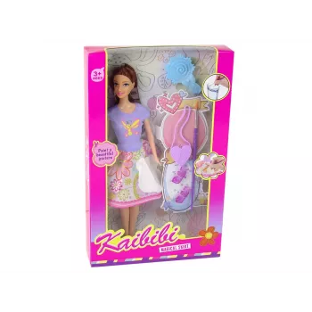LEAN TOYS Lalka z długimi włosami i sukienką do malowania
