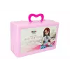 LEAN TOYS Zestaw lalki modelki z ubraniami, akcesoriami i biżuterią w walizce