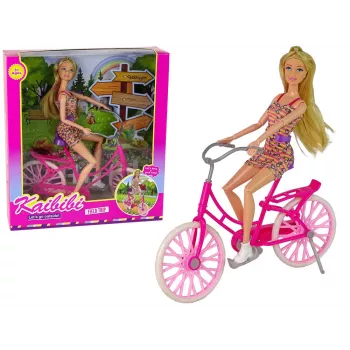 LEAN TOYS Lalka na Rowerku Różowa