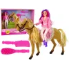 LEAN TOYS Jeździec z lalką i brązowym kucykiem