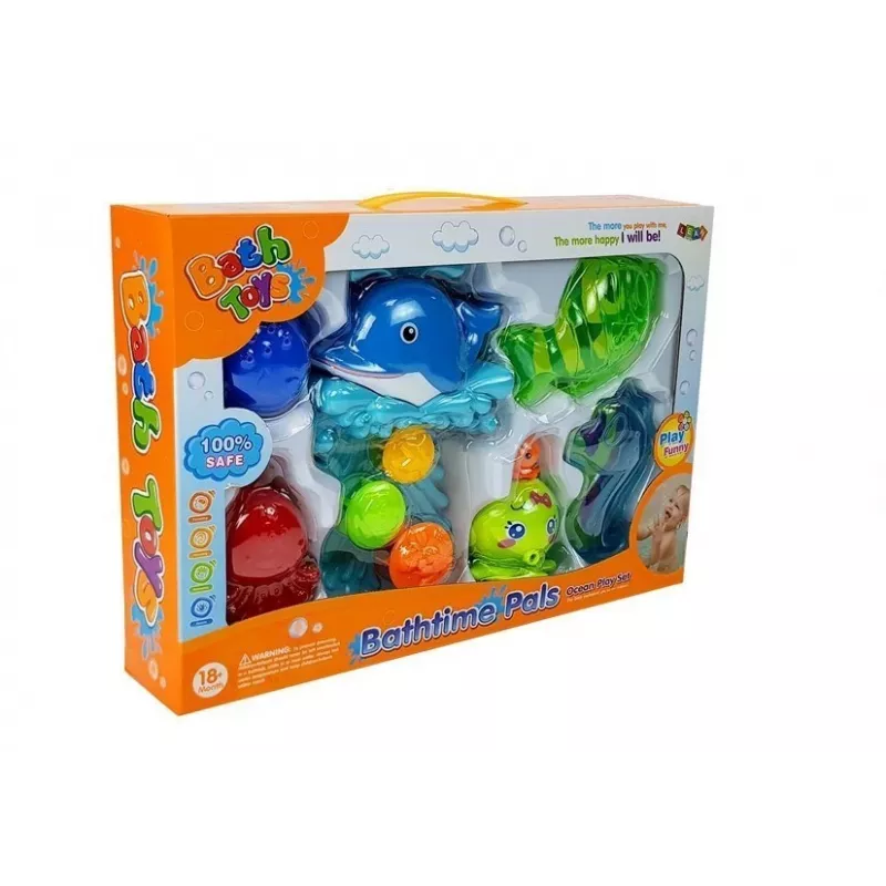 LEAN TOYS Zestaw do kąpieli Delfin Zwierzęta Morskie Plastikowy Wodospad