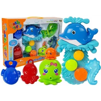 LEAN TOYS Zestaw do kąpieli Delfin Zwierzęta Morskie Plastikowy Wodospad