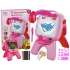 LEAN TOYS Dwustronna tablica z pisakami kredowymi, stojakiem i projektorem obrazków, różowa