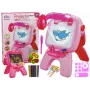 LEAN TOYS Dwustronna tablica z pisakami kredowymi, stojakiem i projektorem obrazków, różowa