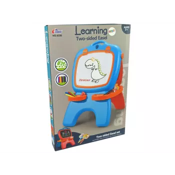 LEAN TOYS Dwustronna magnetyczna tablica kredowa z niebieskimi i czerwonymi szablonami