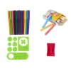 LEAN TOYS Dwustronna magnetyczna tablica kredowa z niebieskimi i czerwonymi szablonami