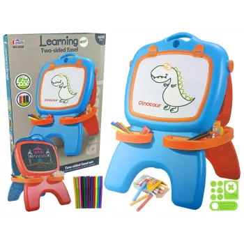 LEAN TOYS Dwustronna magnetyczna tablica kredowa z niebieskimi i czerwonymi szablonami