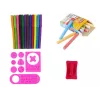 LEAN TOYS Dwustronna magnetyczna tablica kredowa Różowa z szablonami