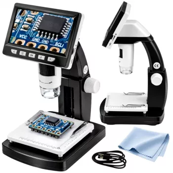 LEAN TOYS Mikroskop Cyfrowy Edukacyjny 4.3 Cala Ekran LCD USB LED 1000x Powiększenie