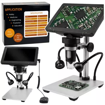 LEAN TOYS Edukacyjny Mikroskop Cyfrowy Zdalnie Sterowany Przewodowy 1200X LCD 7 CALI HD Kamera