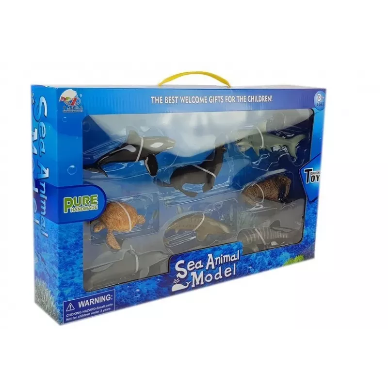 LEAN TOYS Figurki Edukacyjne Zwierzęta Morskie 8 Sztuk Rekiny Foka Delfin Mors Niedźwiedź Żółw
